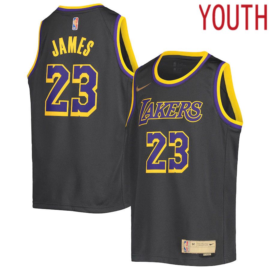 Youth Los Angeles Lakers 23 LeBron James Nike Graphite Swingman Player NBA Jersey
